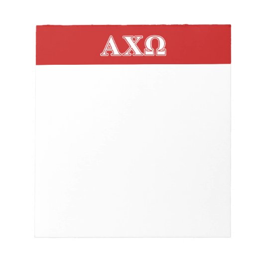 Alphi Chi Omega White en Red Letters Notitieblok (Voorkant)