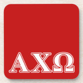Alphi Chi Omega White en Red Letters Onderzetter (Voorkant)