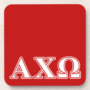 Alphi Chi Omega White en Red Letters Onderzetter
