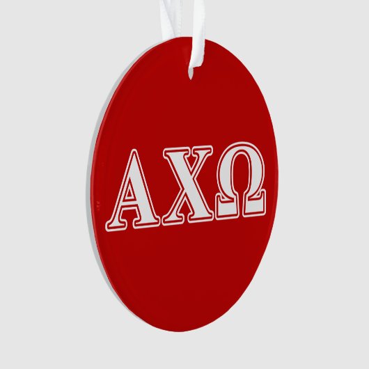 Alphi Chi Omega White en Red Letters Ornament (voorkant)