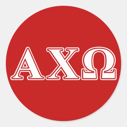 Alphi Chi Omega White en Red Letters Ronde Sticker (Voorkant)