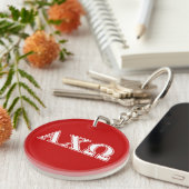 Alphi Chi Omega White en Red Letters Sleutelhanger (Voorkant Rechts)