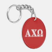 Alphi Chi Omega White en Red Letters Sleutelhanger (Voorkant Links)