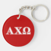Alphi Chi Omega White en Red Letters Sleutelhanger (Achterkant)