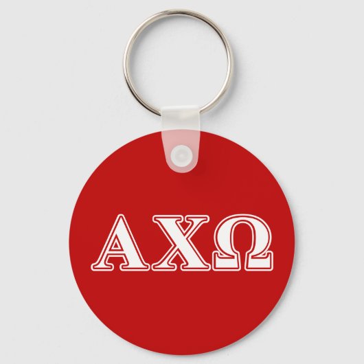 Alphi Chi Omega White en Red Letters Sleutelhanger (Voorkant)