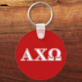 Alphi Chi Omega White en Red Letters Sleutelhanger (Voorkant)