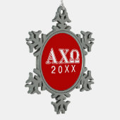 Alphi Chi Omega White en Red Letters Tin Sneeuwvlok Ornament (Links)