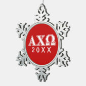 Alphi Chi Omega White en Red Letters Tin Sneeuwvlok Ornament (Rechts)
