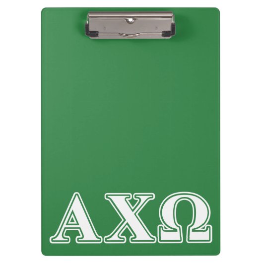 Alphi Chi Omega Witte en Groene Letters Klembord (Voorkant)