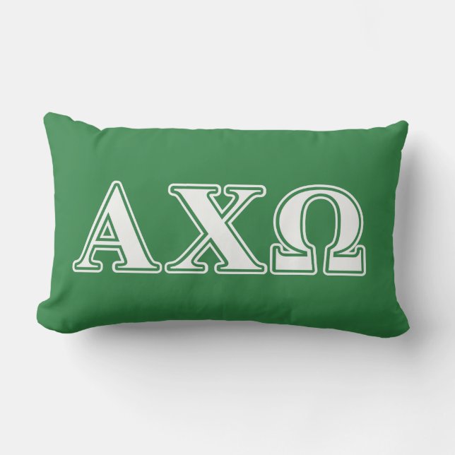 Alphi Chi Omega Witte en Groene Letters Kussen (Voorkant)