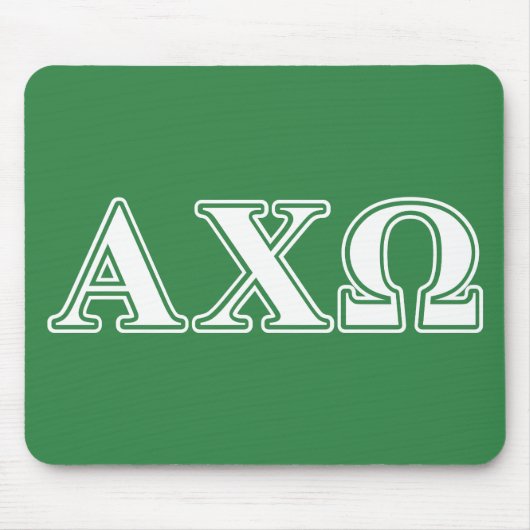 Alphi Chi Omega Witte en Groene Letters Muismat (Voorkant)