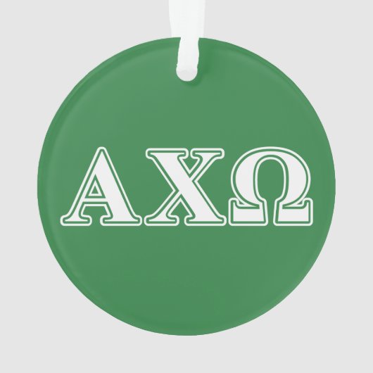 Alphi Chi Omega Witte en Groene Letters Ornament (achterkant)