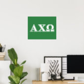Alphi Chi Omega Witte en Groene Letters Poster (Thuiskantoor)