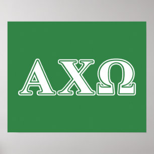 Alphi Chi Omega Witte en Groene Letters Poster