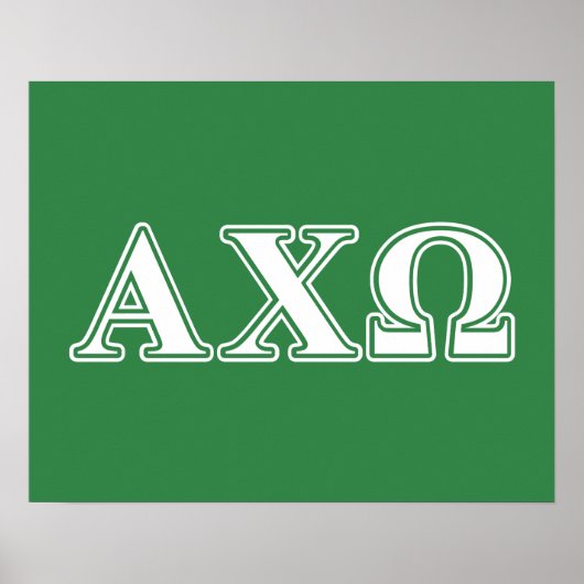 Alphi Chi Omega Witte en Groene Letters Poster (Voorkant)