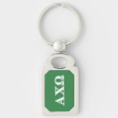 Alphi Chi Omega Witte en Groene Letters Sleutelhanger (Voorkant)