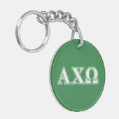 Alphi Chi Omega Witte en Groene Letters Sleutelhanger (Voorkant Links)