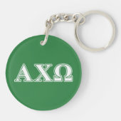 Alphi Chi Omega Witte en Groene Letters Sleutelhanger (Achterkant)