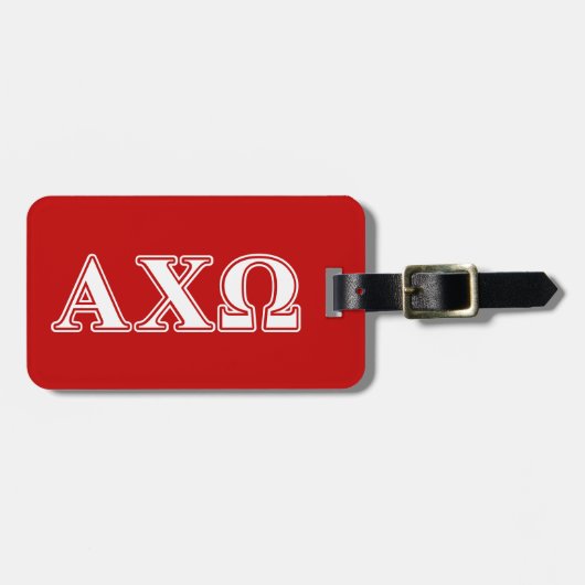 Alphi Chi Omega Witte en Rode Letters Bagagelabel (Voorkant horizontaal)