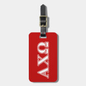 Alphi Chi Omega Witte en Rode Letters Bagagelabel (Voorkant verticaal)
