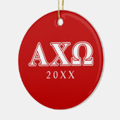 Alphi Chi Omega Witte en Rode Letters Keramisch Ornament (Links)