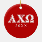 Alphi Chi Omega Witte en Rode Letters Keramisch Ornament (Achterkant)