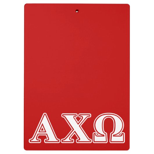 Alphi Chi Omega Witte en Rode Letters Klembord (Achterkant)