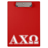 Alphi Chi Omega Witte en Rode Letters Klembord (Voorkant)