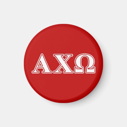 Alphi Chi Omega Witte en Rode Letters Magneet (Voorkant)
