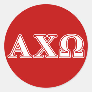 Alphi Chi Omega Witte en Rode Letters Ronde Sticker
