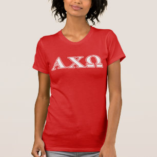 Alphi Chi Omega Witte en Rode Letters T-shirt