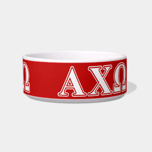 Alphi Chi Omega Witte en Rode Letters Voerbakje