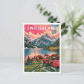 Alphine Zwitserland Art Travel Illustratie Briefkaart (Staand voorkant)