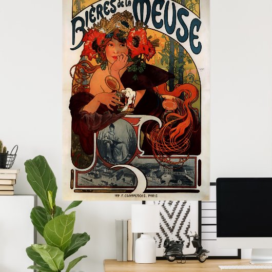 Alphons Mucha Beer Advertisement Poster (Thuiskantoor)