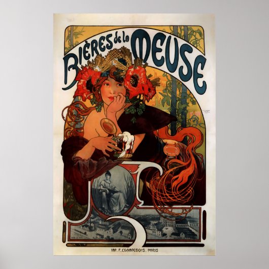 Alphons Mucha Beer Advertisement Poster (Voorkant)