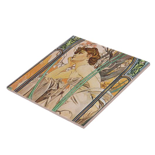 Alphons Mucha Evening Reverie Tile Trivet Gift Box Tegeltje (Zijkant)