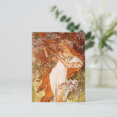 Alphons Mucha - Het vier seizoen - de lente Briefkaart (Staand voorkant)