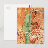 Alphons Mucha - Het vier seizoen - Winter Briefkaart (Voorkant / Achterkant)