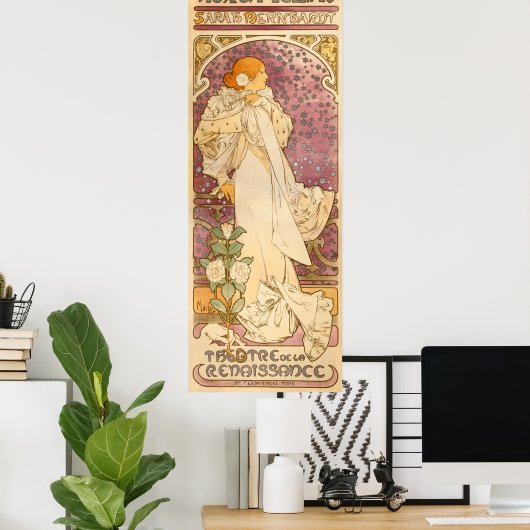 Alphons Mucha La Dame Aux Camelias Poster (Thuiskantoor)