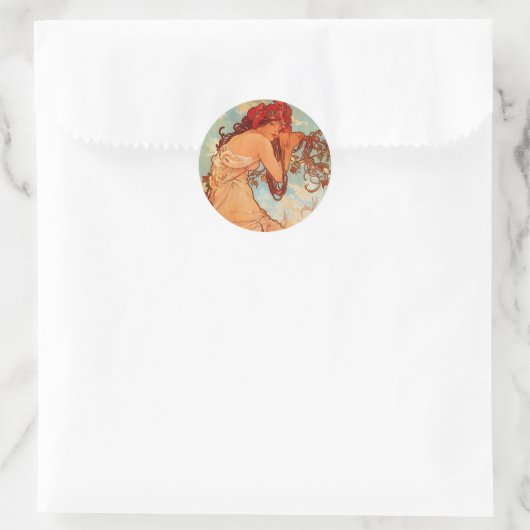 Alphons Mucha Summer Ronde Sticker (Tas)