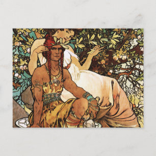 Alphonse (Alfons) Mucha - Art Nouveau - Manhood Briefkaart