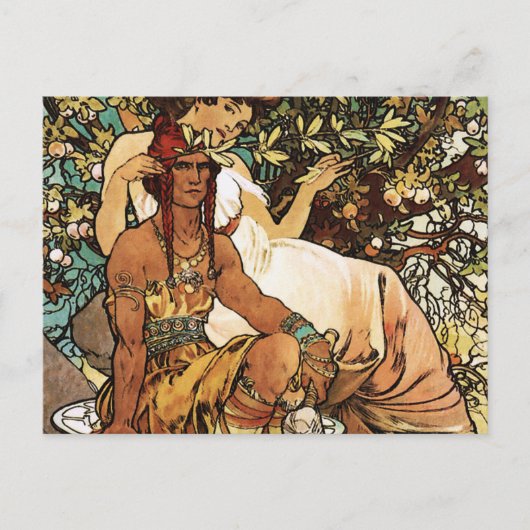 Alphonse (Alfons) Mucha - Art Nouveau - Manhood Briefkaart (Voorkant)