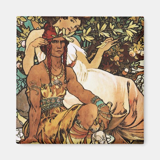 Alphonse (Alfons) Mucha - Art Nouveau - Manhood Magneet (Voorkant)