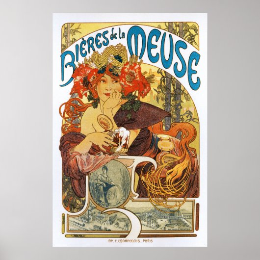 Alphonse (Alfons) Mucha: Bieres de la Meuse (2) Poster (Voorkant)