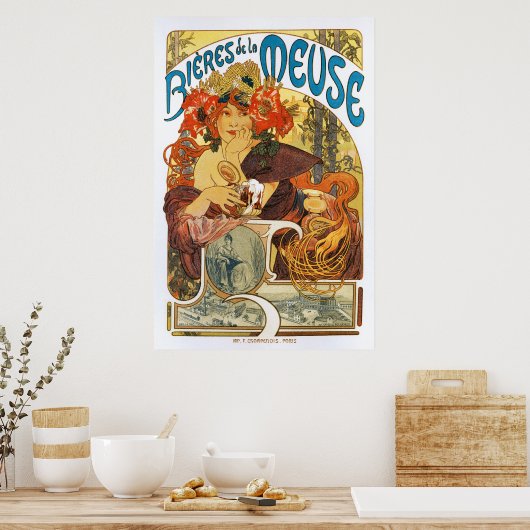 Alphonse (Alfons) Mucha: Bieres de la Meuse (2) Poster (Keuken)