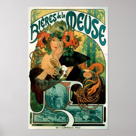Alphonse (Alfons) Mucha - Bieres de la Meuse Poster (Voorkant)