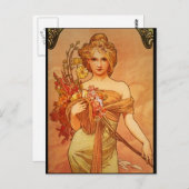 Alphonse (Alfons) Mucha Bouquet Briefkaart (Voorkant / Achterkant)