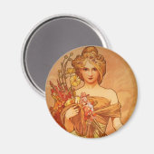 Alphonse (Alfons) Mucha Bouquet Magneet (Voorkant / Achterkant)