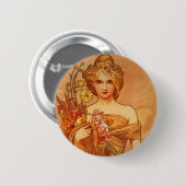 Alphonse (Alfons) Mucha Bouquet Ronde Button 5,7 Cm (Voorkant /achterkant)