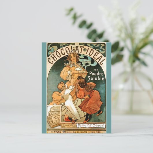 Alphonse (Alfons) Mucha Chocolat Ideal Briefkaart (Staand voorkant)